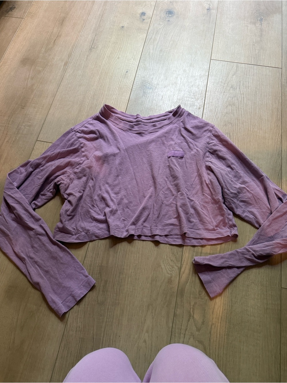 SET Active Cropped Long-Sleeve Top in Dusty Lavender